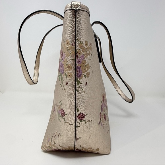 Coach Floral Metallic Tote Bag – Gold Leather Style No. N3S- F38829 - Picture 3 of 15